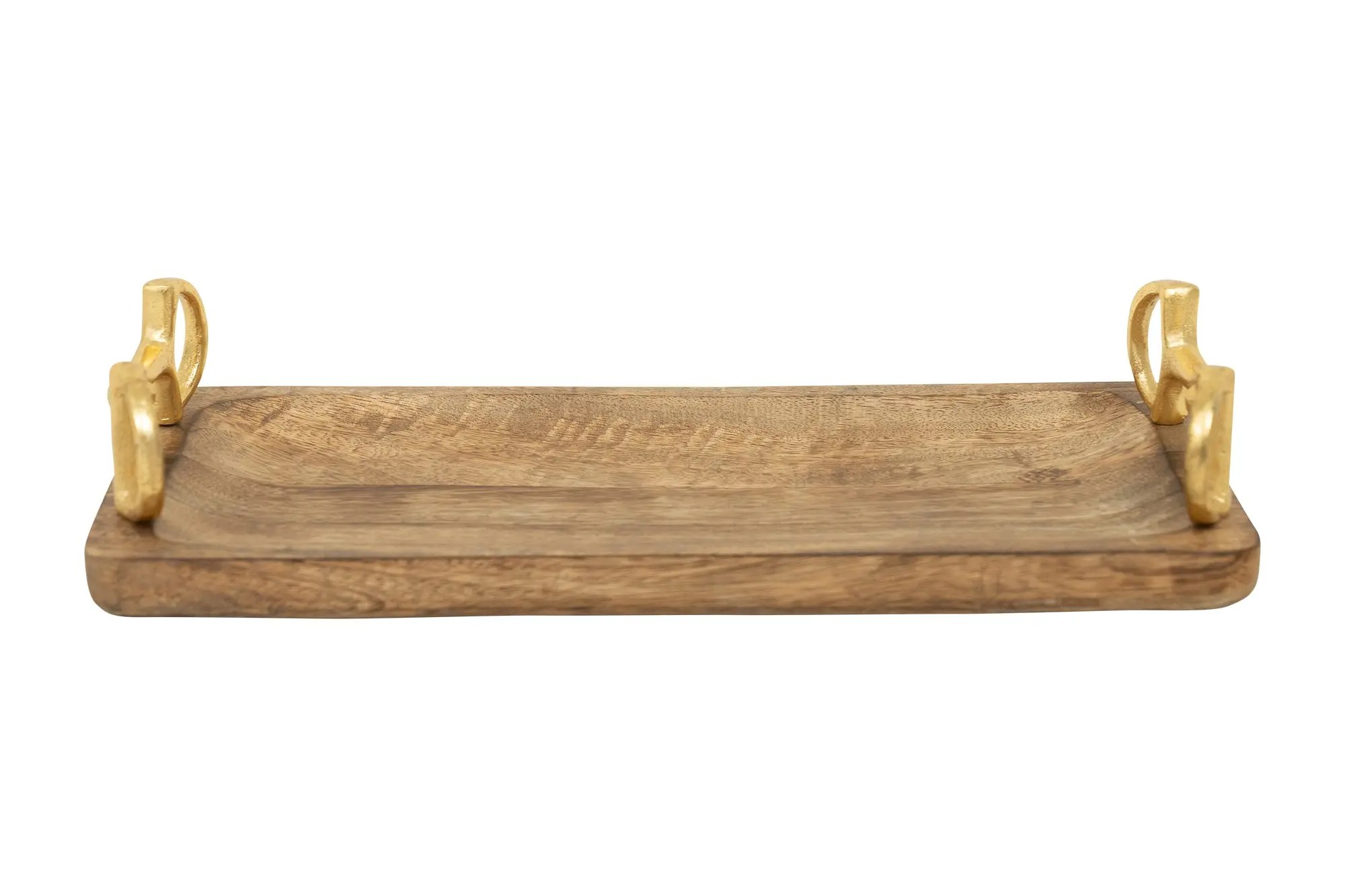Huntley Equestrian Wooden Rectangle Tray with Gold Bit Handles - Image 2
