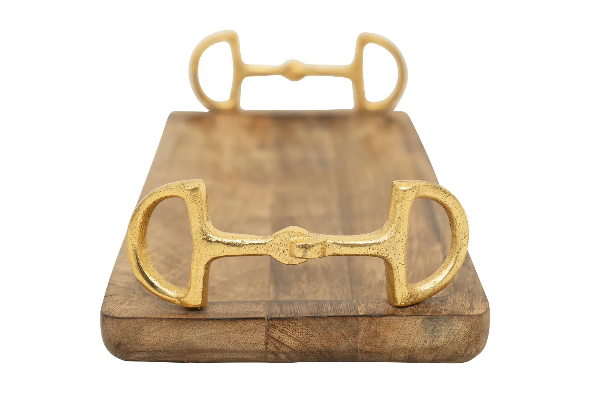 Huntley Equestrian Wooden Rectangle Tray with Gold Bit Handles - Image 3