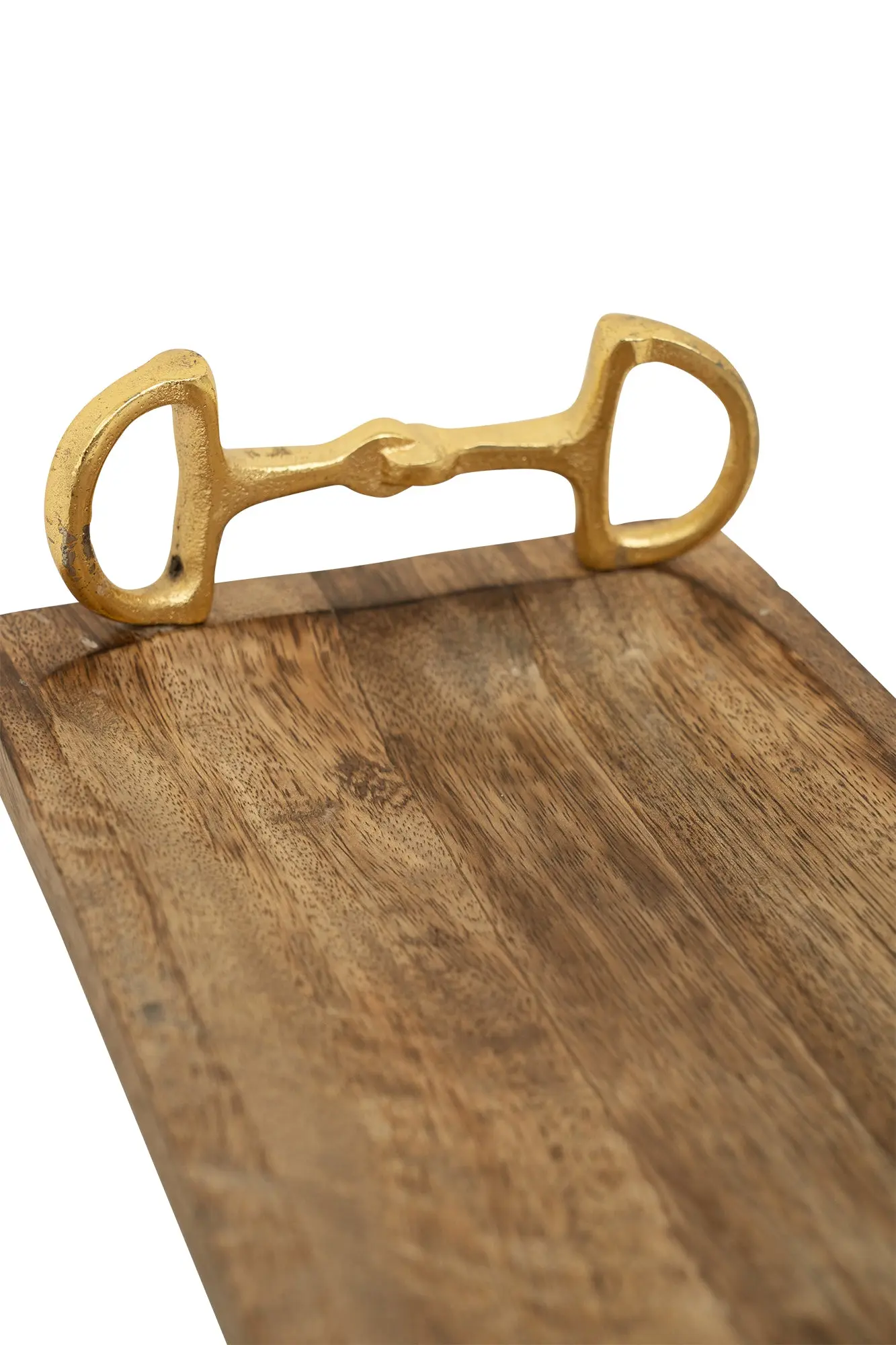 Huntley Equestrian Wooden Rectangle Tray with Gold Bit Handles - Image 4
