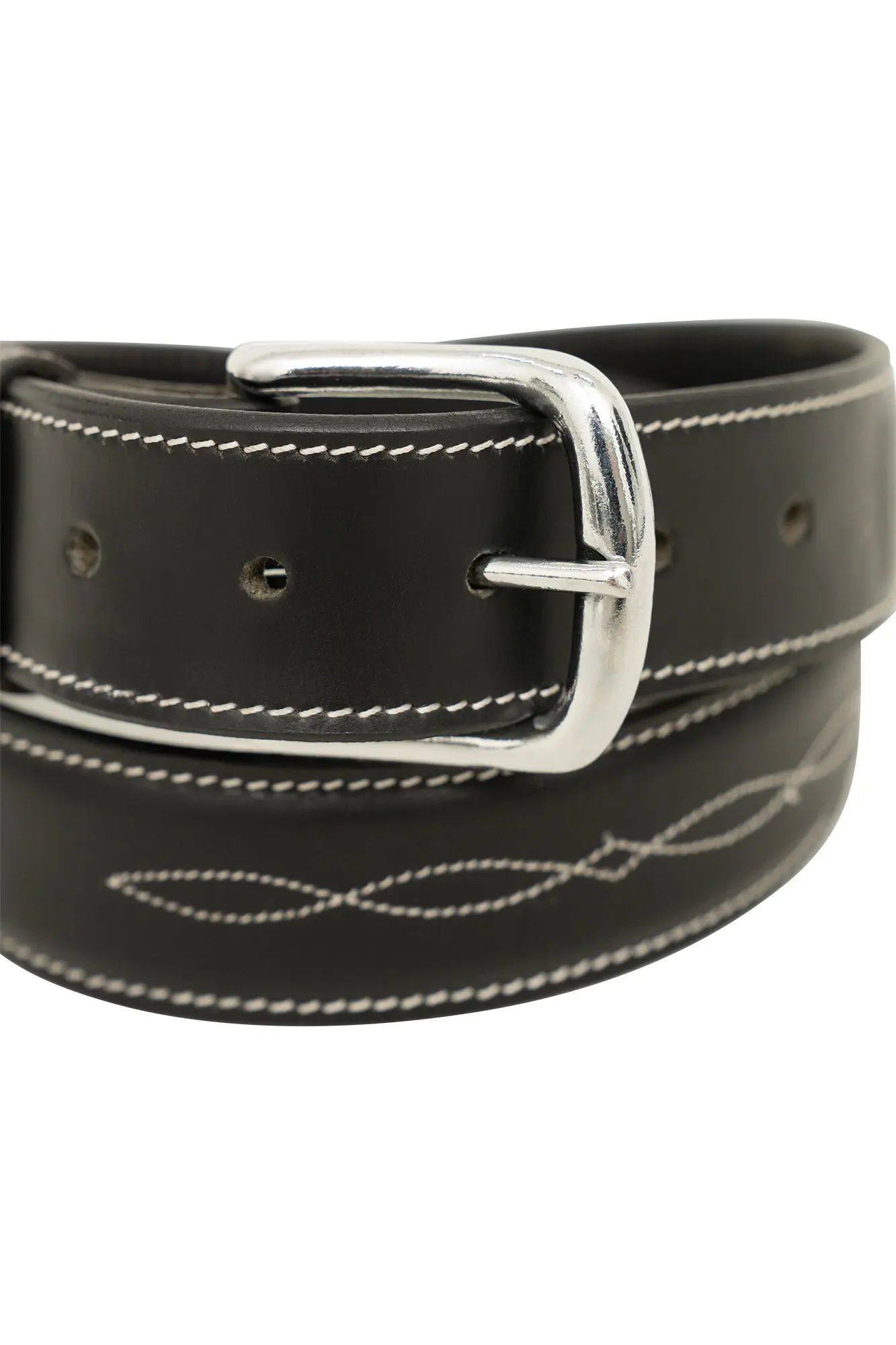 Huntley Fancy Stitched Ladies  1.5" Inch wide belt, Black - Image 3