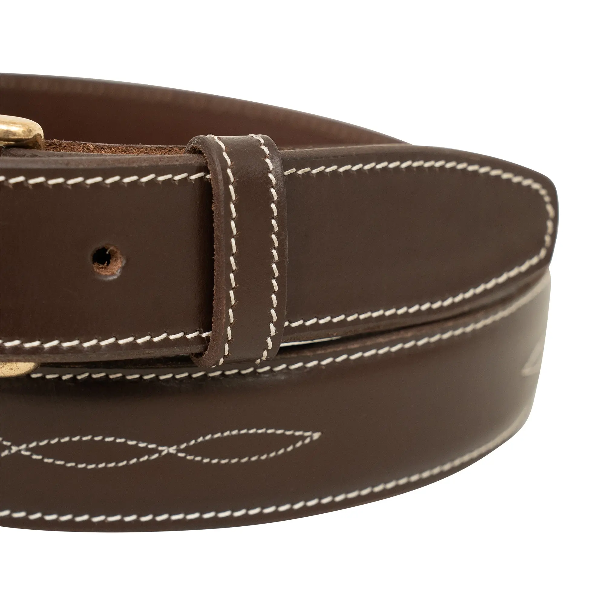 Huntley Fancy Stitched Ladies  1.5" Inch wide belt, Brown - Image 3