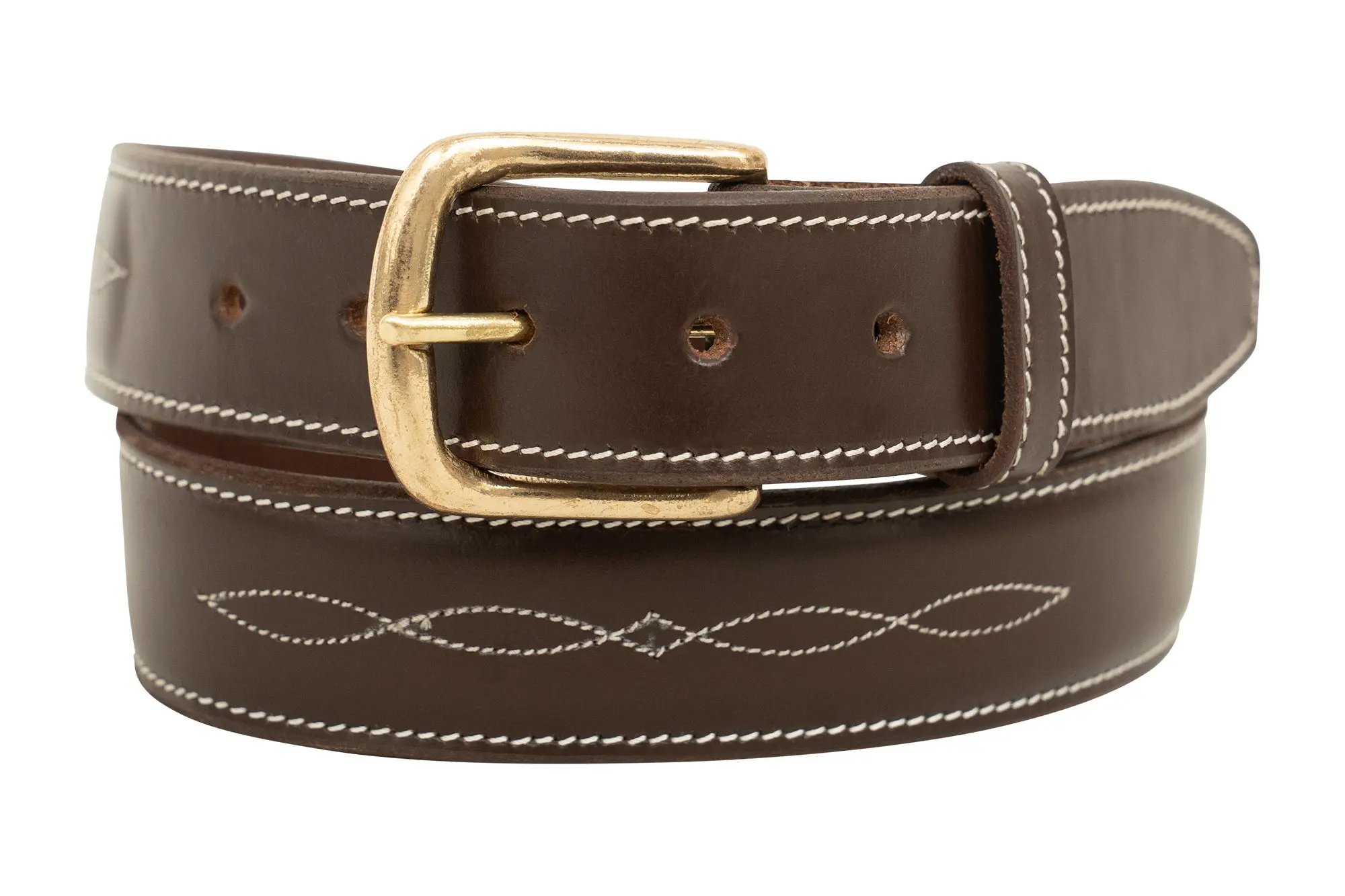 Huntley Fancy Stitched Ladies  1.5" Inch wide belt, Brown - Image 4