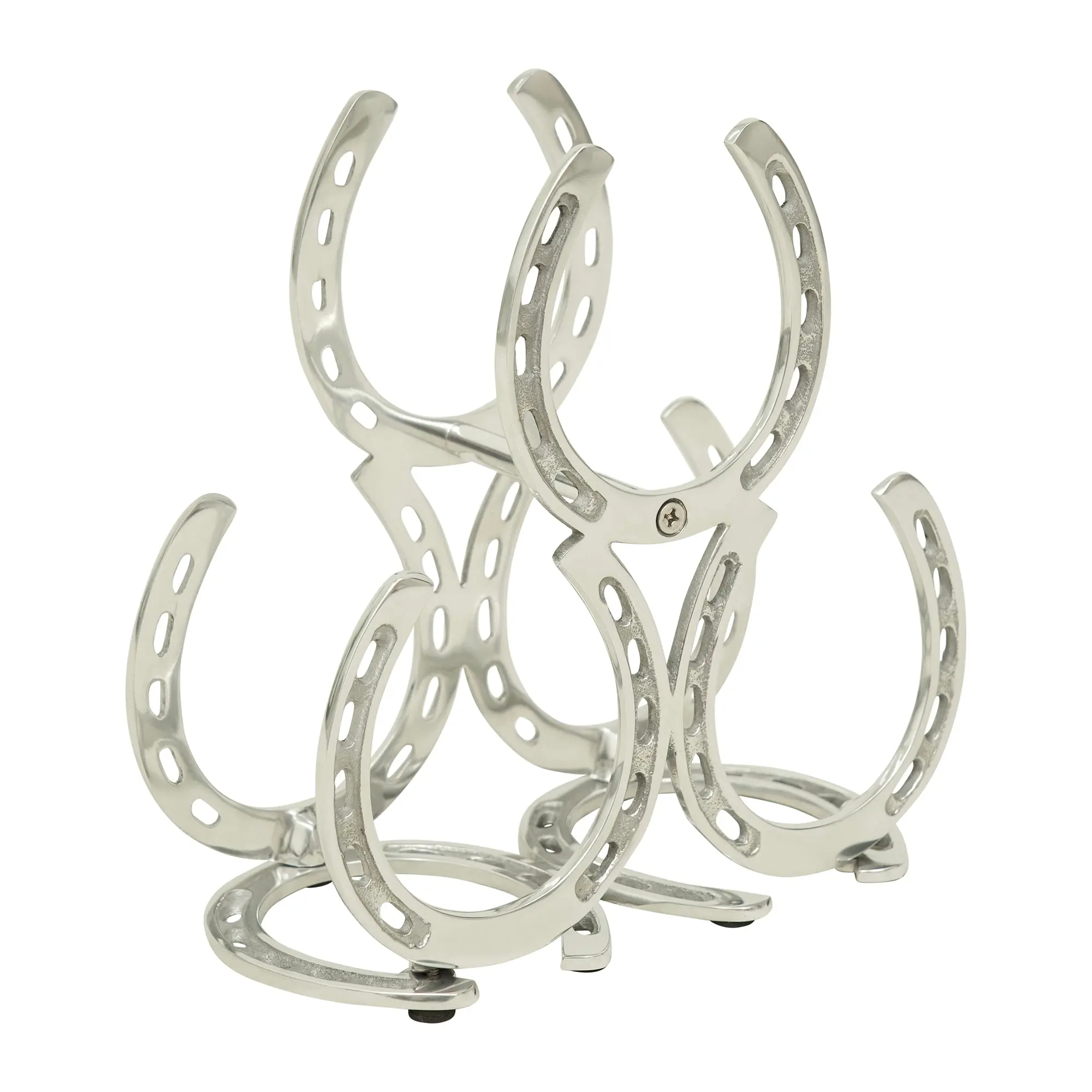Huntley Horseshoe 3-Bottle Wine Rack, Aluminum Silver Finish - Image 8