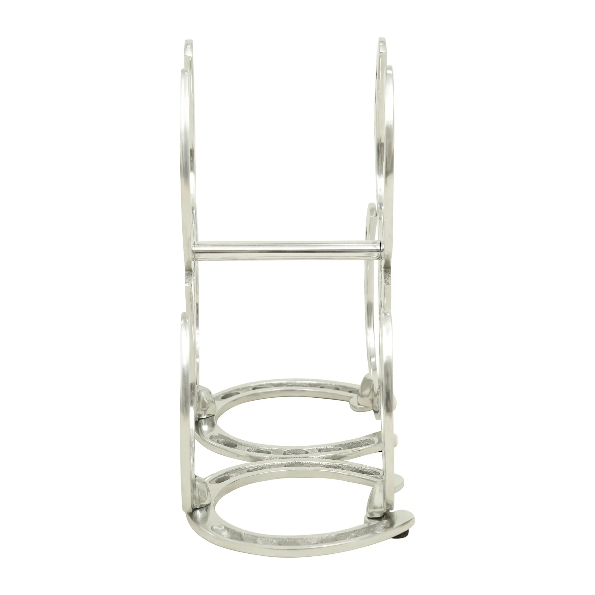 Huntley Horseshoe 3-Bottle Wine Rack, Aluminum Silver Finish - Image 9