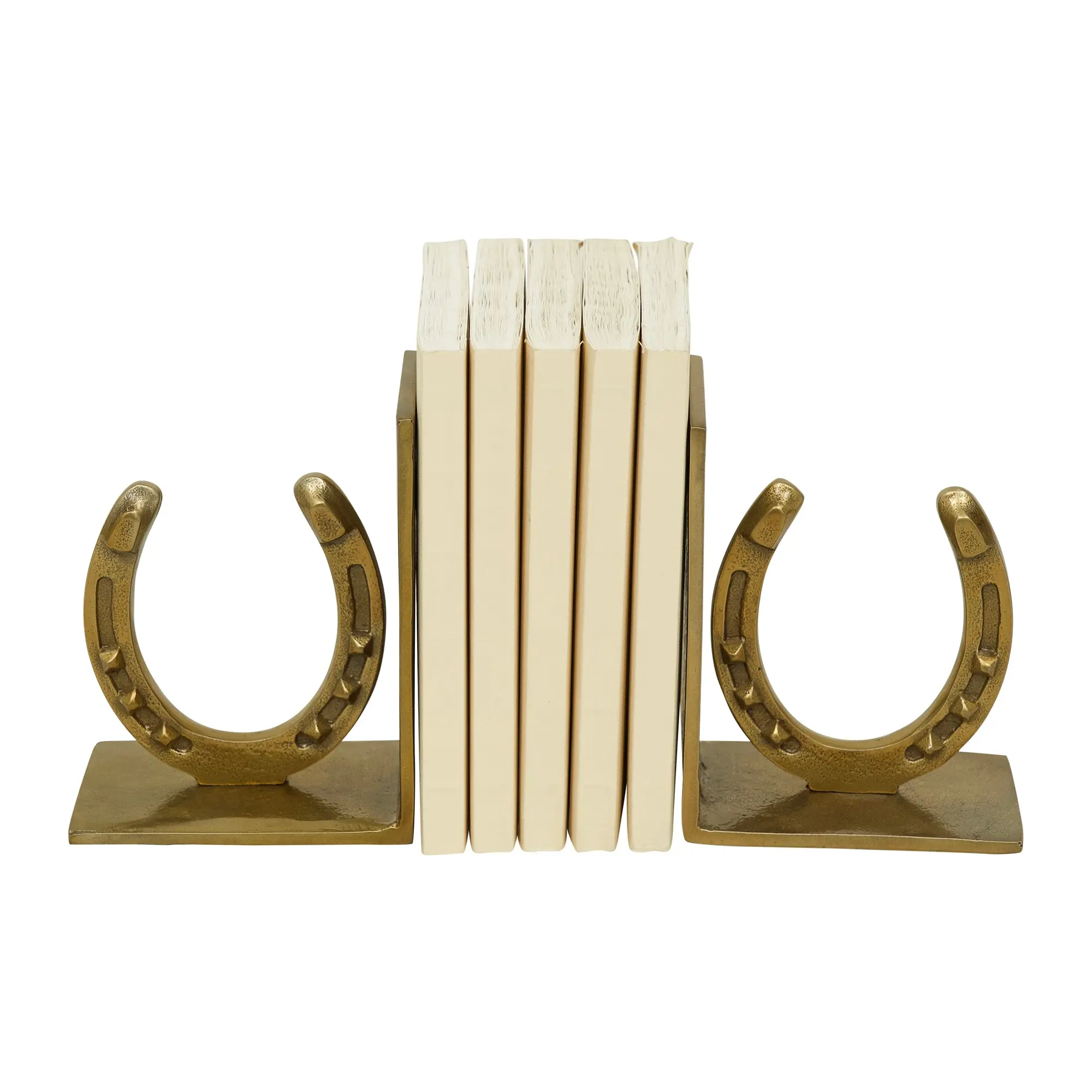 Huntley Horse shoe Bookends, Pair, Brass Antique Finish - Image 3
