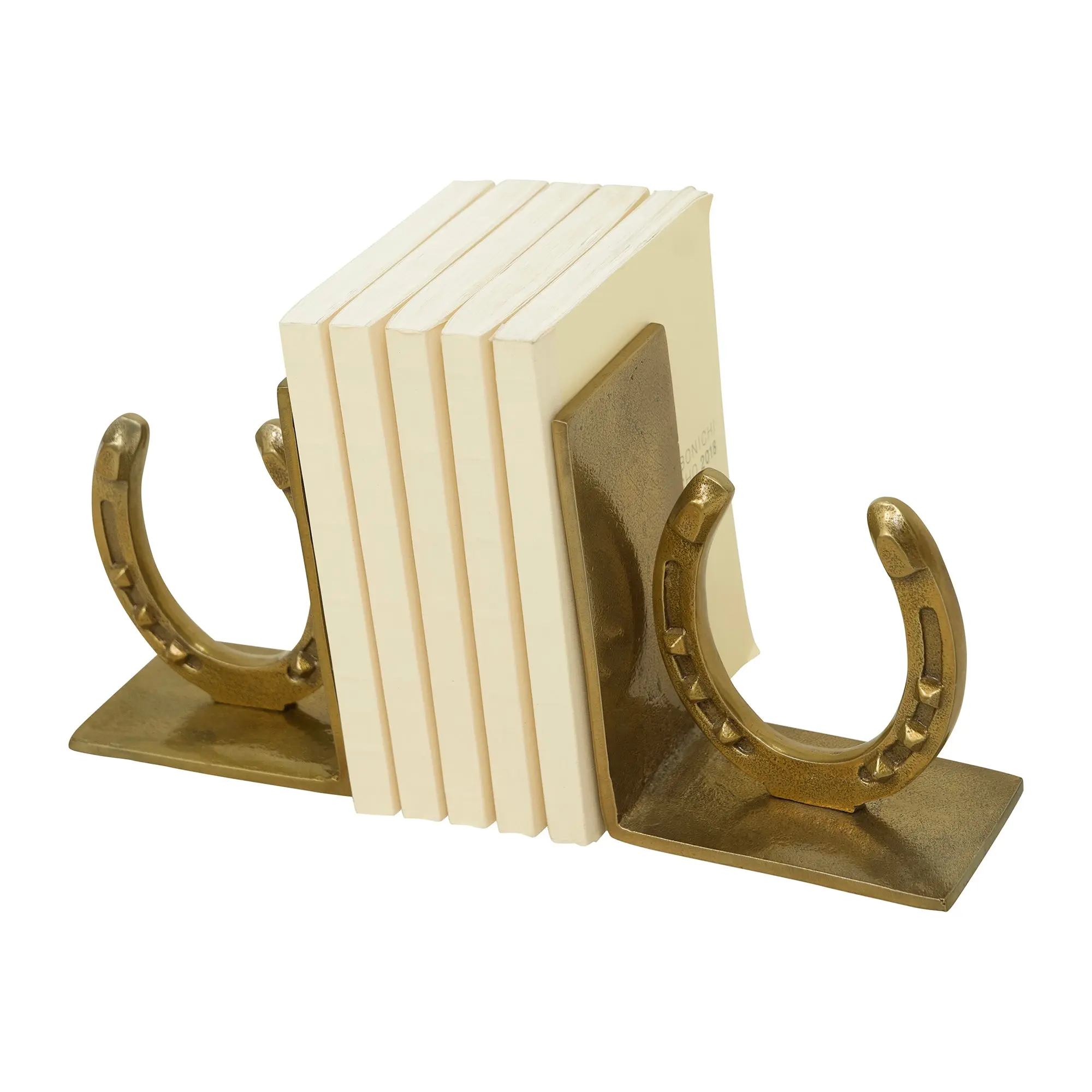 Huntley Horse shoe Bookends, Pair, Brass Antique Finish - Image 4