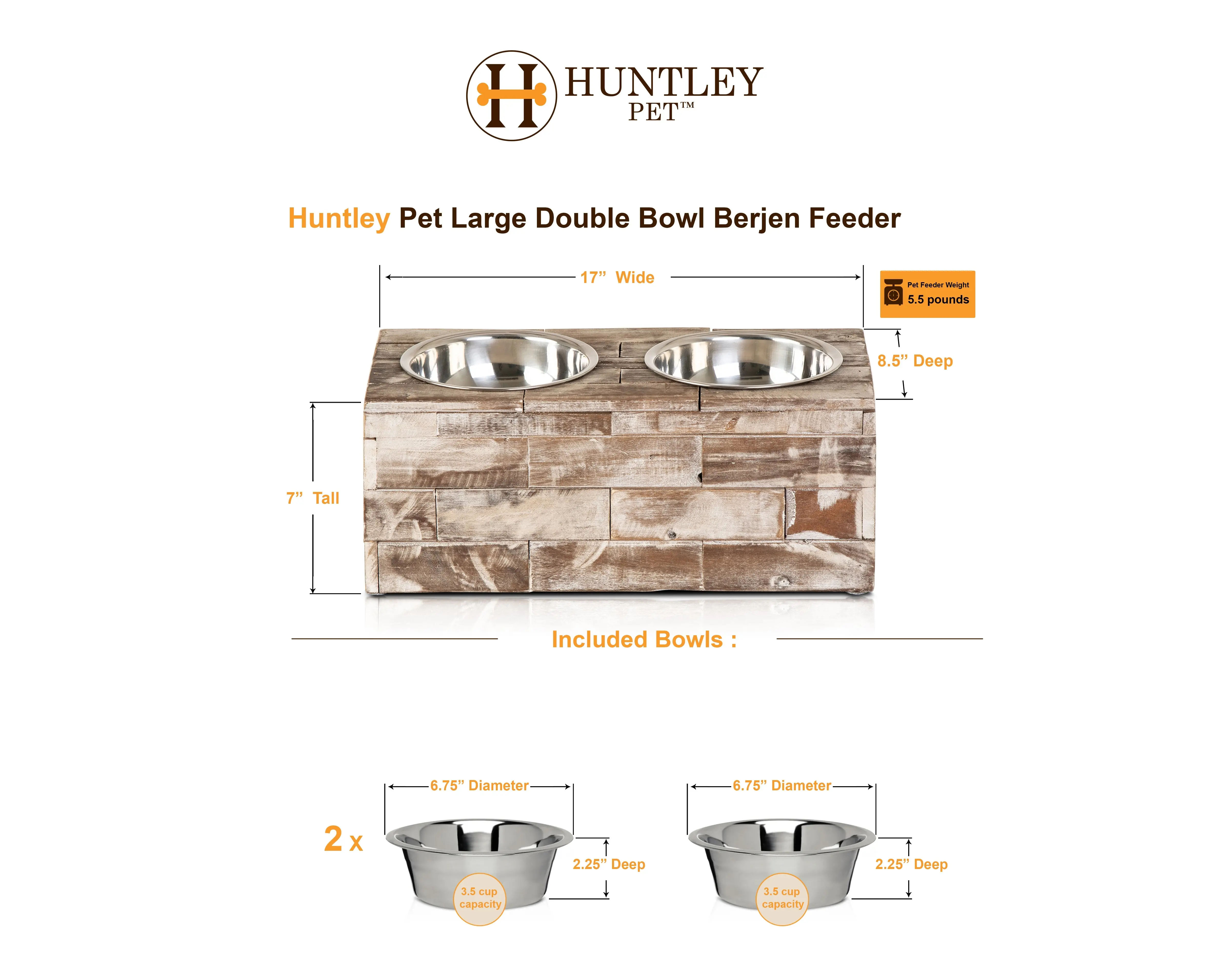 Huntley Pet Elevated Dog and Cat Double Bowl Feeder - Image 6