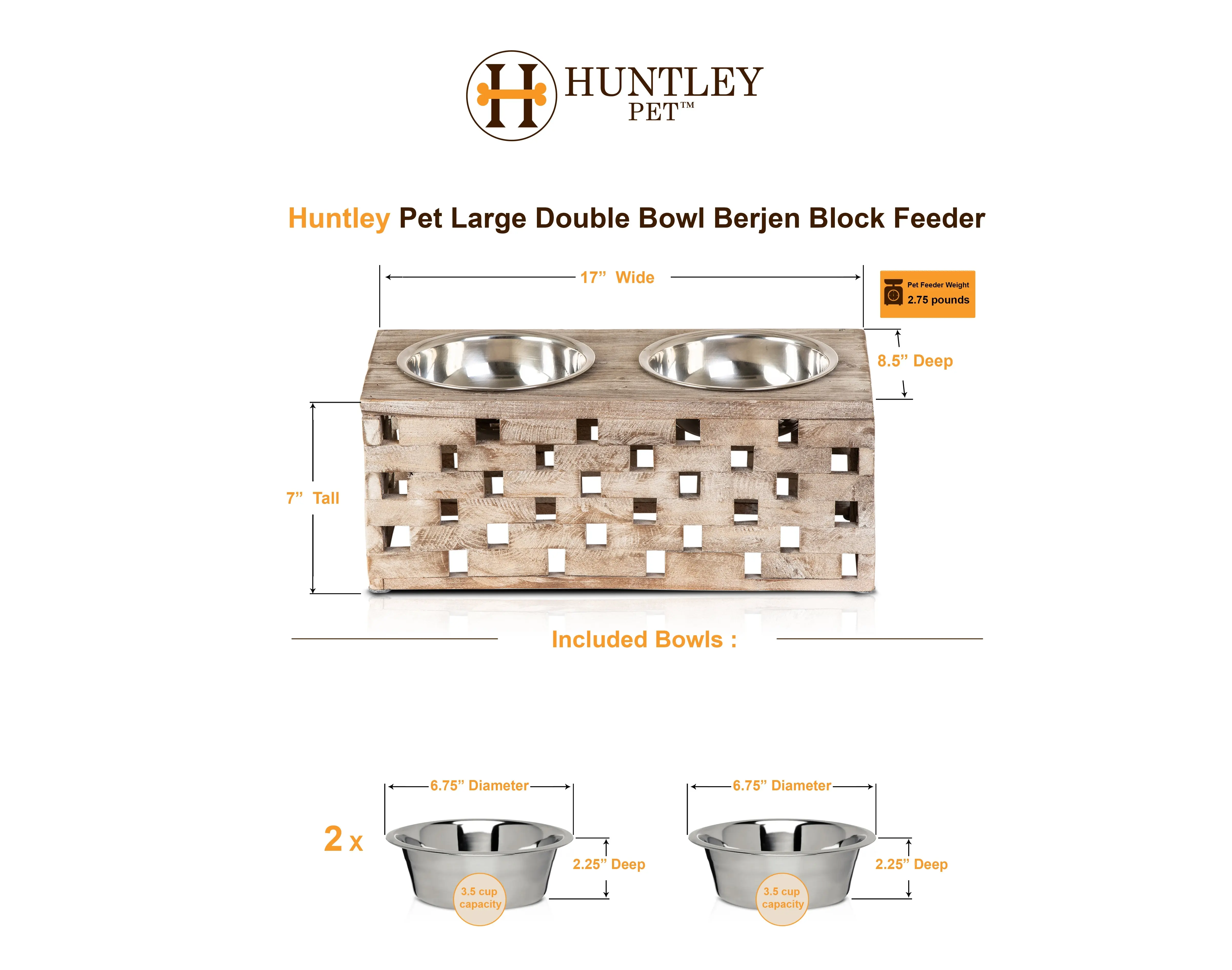 Huntley Pet Elevated Dog and Cat Double Bowl Feeder - Image 7