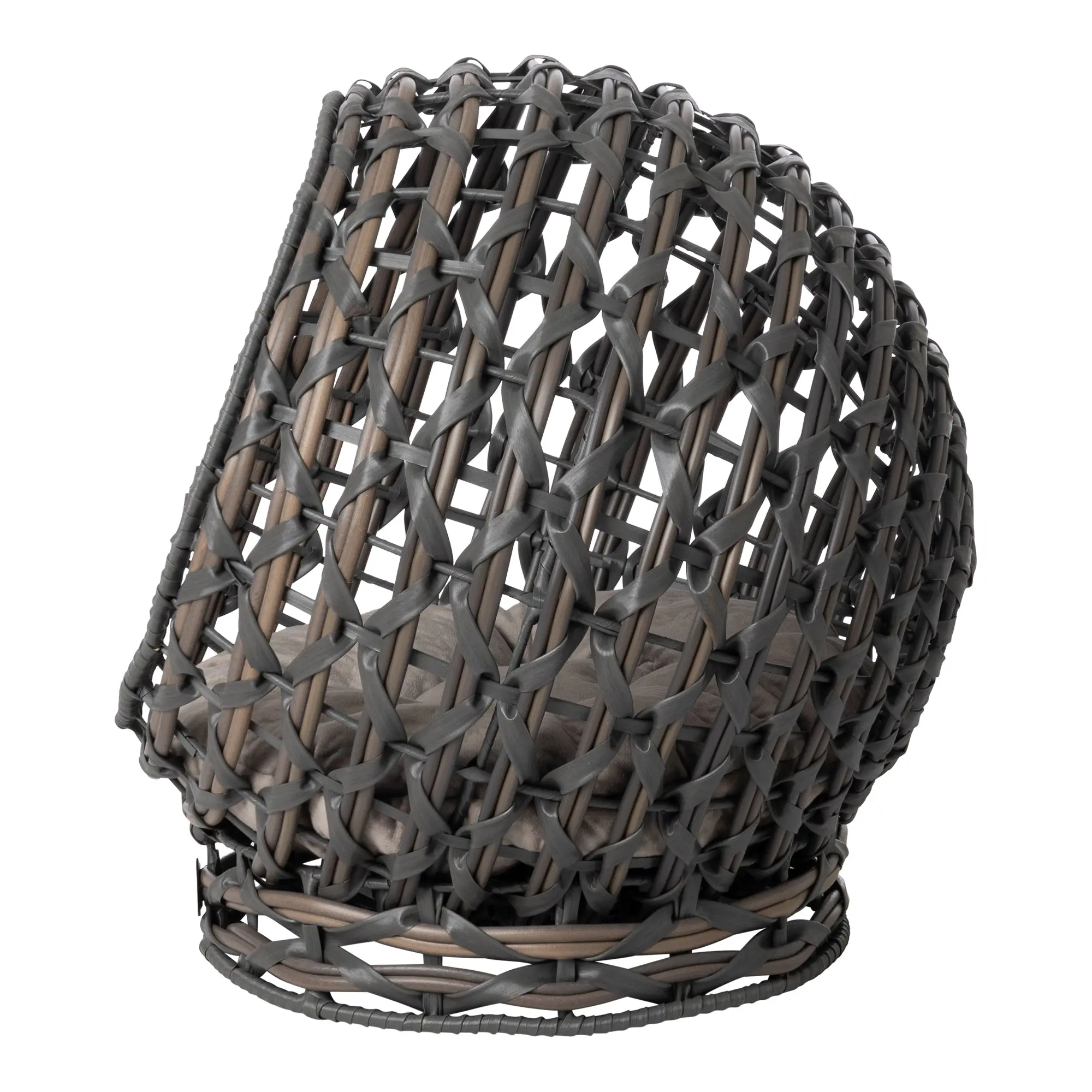 Huntley Pet Hemisphere Rattan Pet Bed, Elevated With Cushion - Image 3